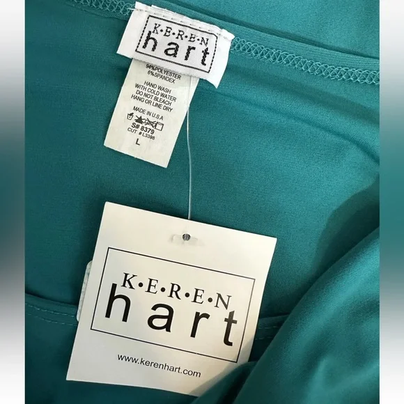 NWT Keren Hart Women’s Size L Green 3/4 Sleeve Casual Top Shirt Cocktail - Picture 6 of 6